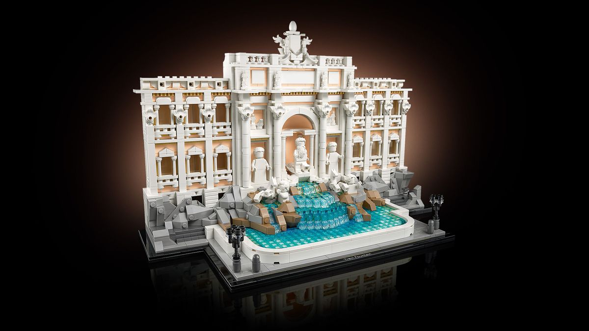 LEGO 21062 Detailreiche LEGO-Nachbildung des Trevi-Brunnens mit elegantem Wasserfall und Figuren.