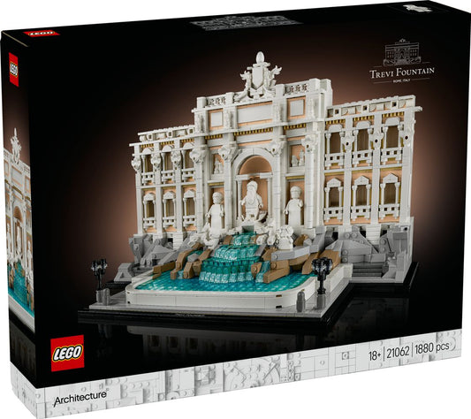 LEGO 21062 Detailreiche LEGO-Box des Trevi-Brunnens mit Wasserfall und Statue in Rom.