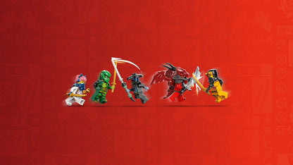 LEGO 71832 Bunte LEGO-Figuren kämpfen in stylischer Szenerie mit Red Background.