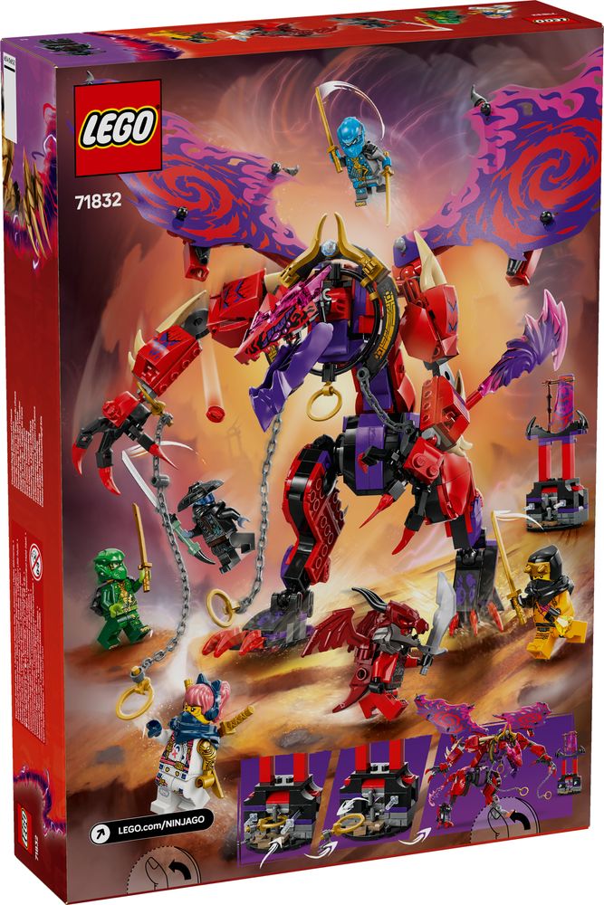 LEGO 71832 Bunt verpacktes Set mit Drachen und Ninja-Figuren aus der Ninjago-Reihe.