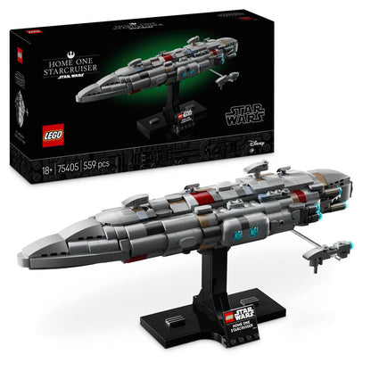 LEGO 75405 Modell von Home One Starcruiser aus Star Wars zeigt Details und Verpackung.