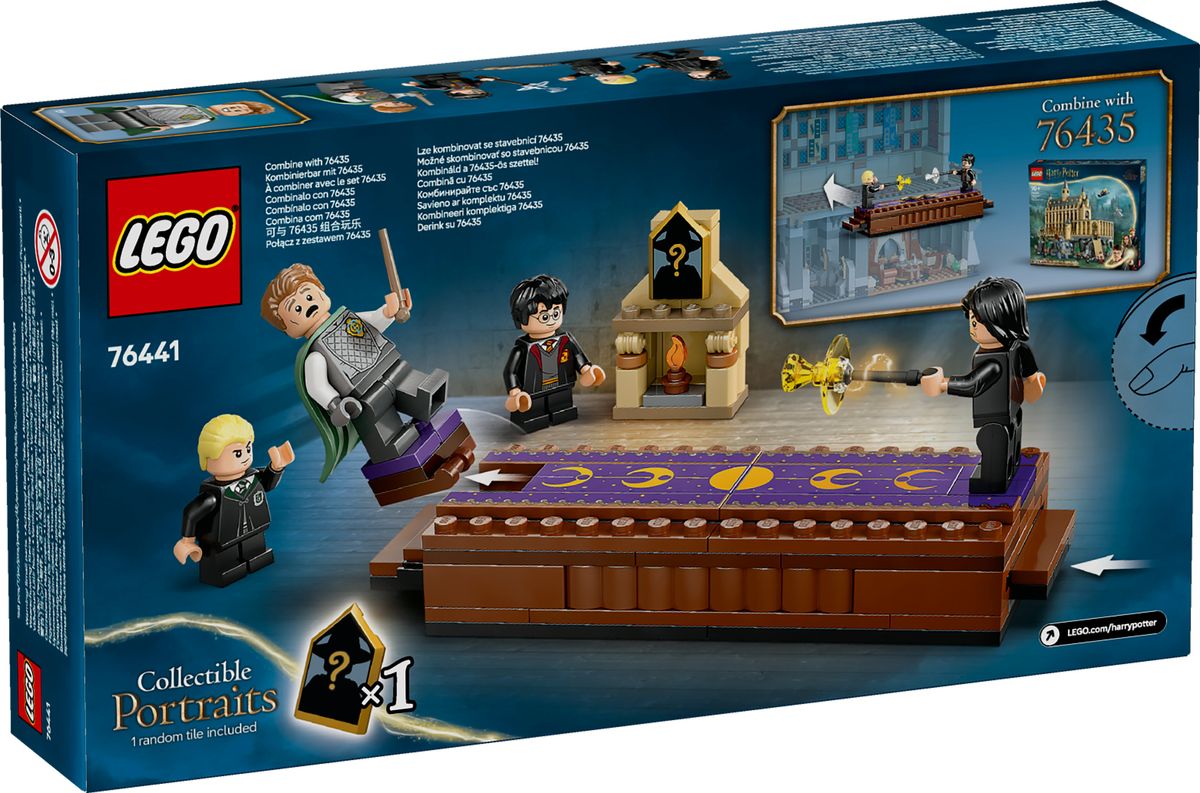 LEGO 76441 Harry Potter Duell-Szenario mit Figuren und Sammlerstück in einem kreativen Set.