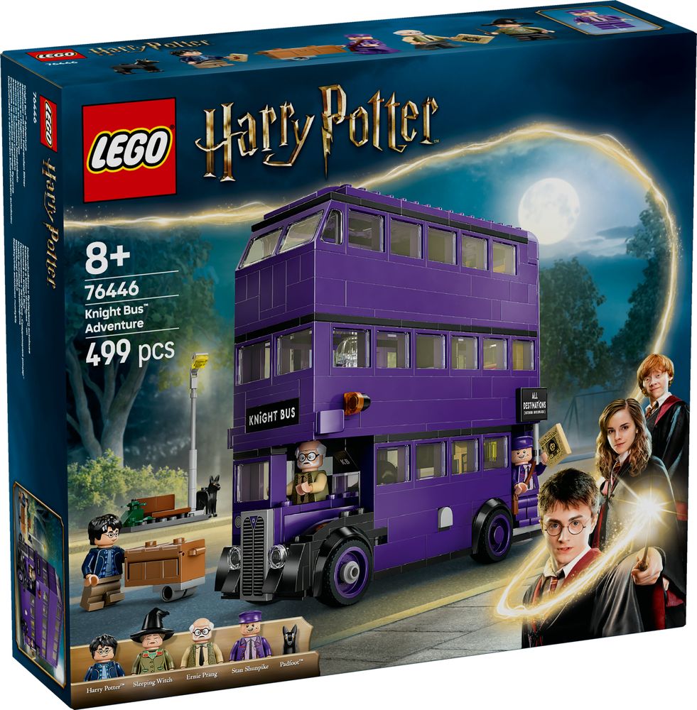 LEGO 76446 Abbildung des LEGO Knight Bus aus Harry Potter mit Figuren und Zubehör.