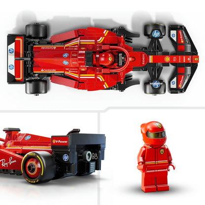 LEGO 77242 Detailansicht eines roten LEGO Formel 1 Autos mit einer Figur in Rennfahreranzug.
