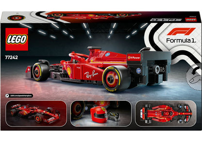 LEGO 77242 Detailreiche Abbildung des LEGO Formel-1 Ferrari SF-24 Rennautos im Set-Design.